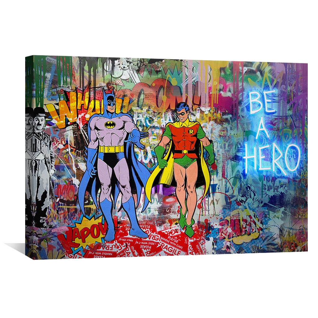 Colorful Graffiti Art: Batman and Robin Canvas Print for Modern Decor