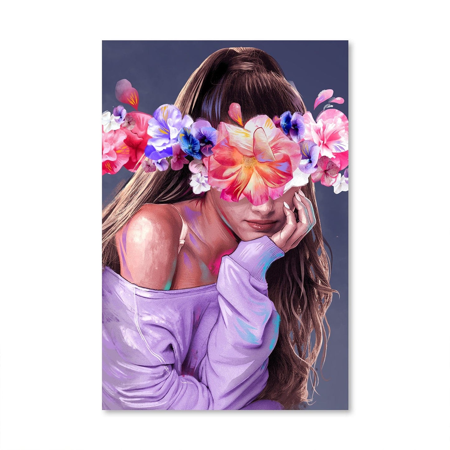 Floral Dreams: Elegant Woman in Blooming Canvas Oil Painting Decor