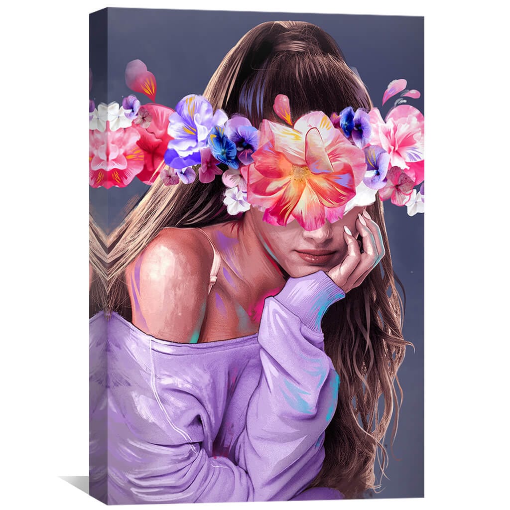 Floral Dreams: Elegant Woman in Blooming Canvas Oil Painting Decor