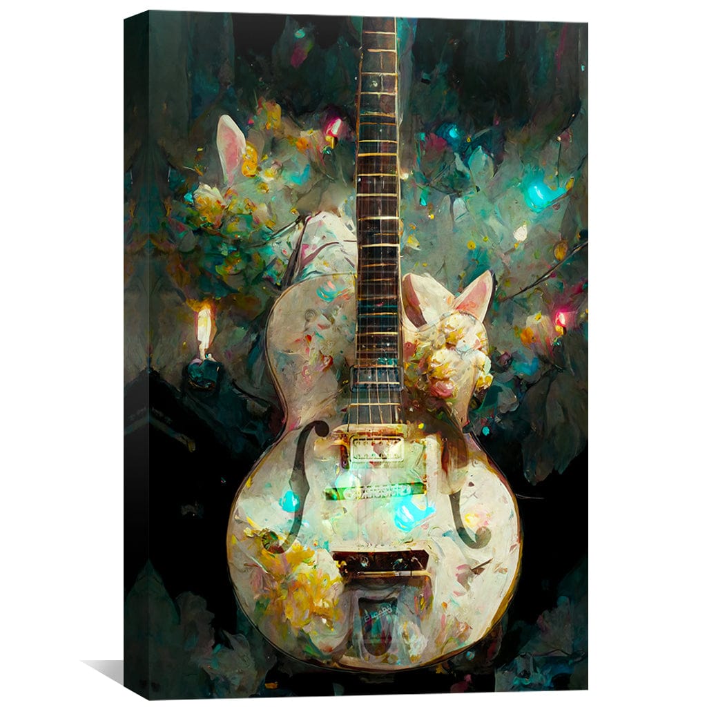 Floral Gretsch Guitar Oil Painting for Music and Art Lovers