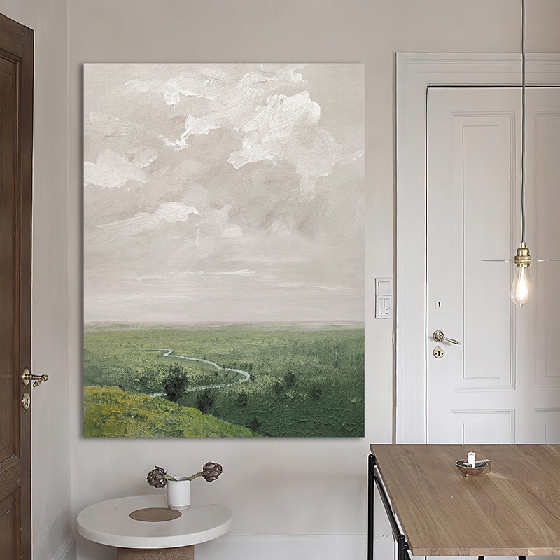 Meadow Cloudy Peaceful European Field Oil Painting 150MC