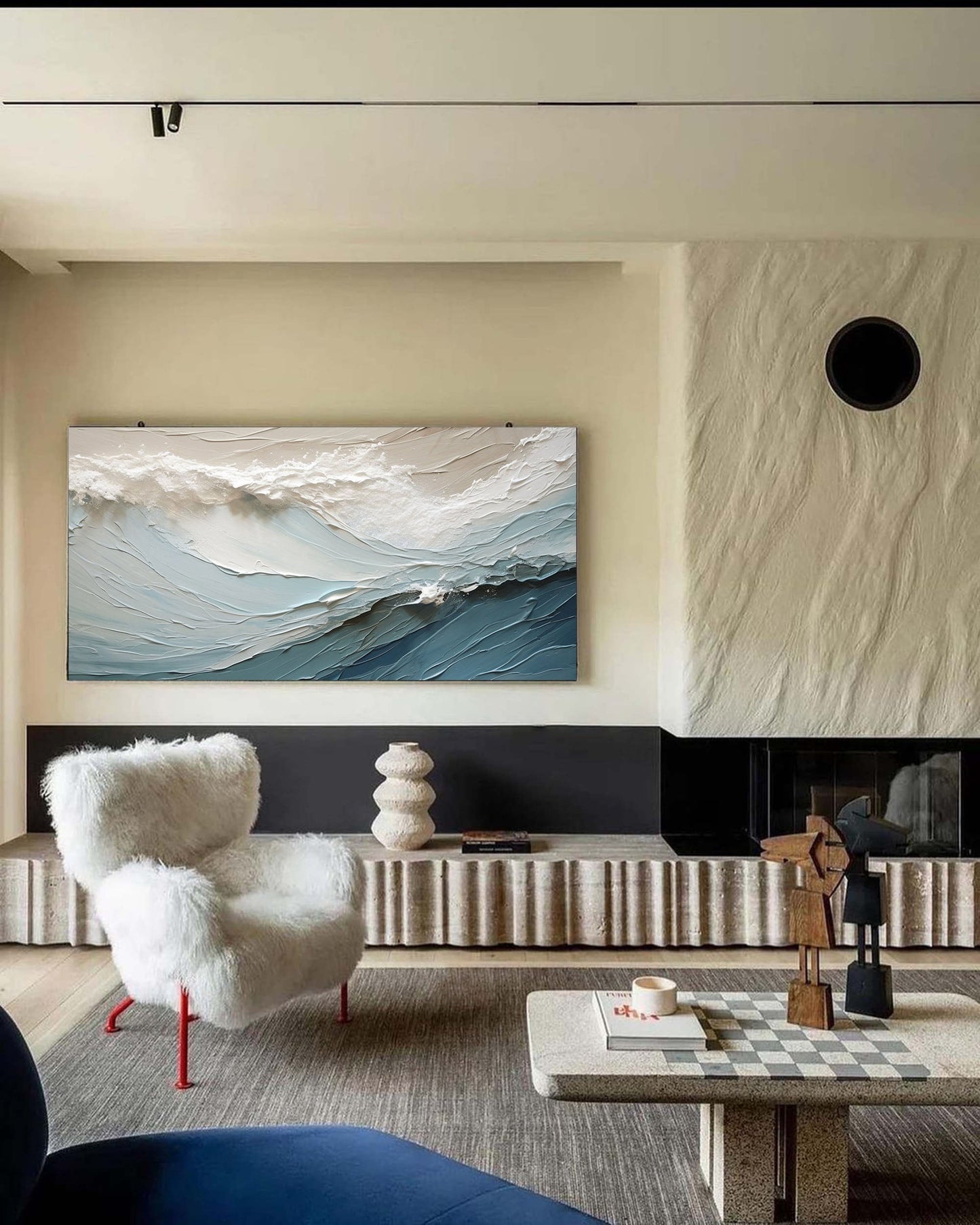 Serene Ocean Waves Oil Painting for Tranquil Home Decor and Relaxing Spaces