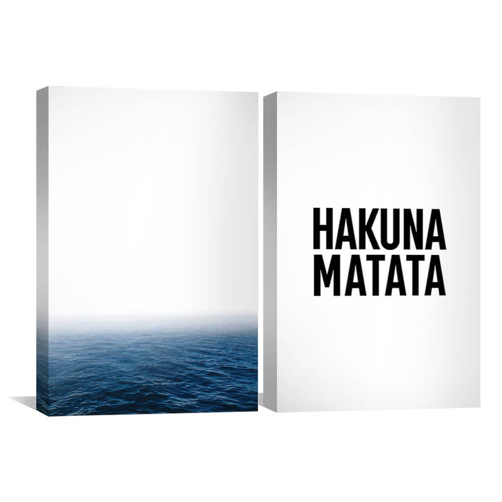 Serene Ocean Waves Canvas Art - Inspirational Hakuna Matata Quote