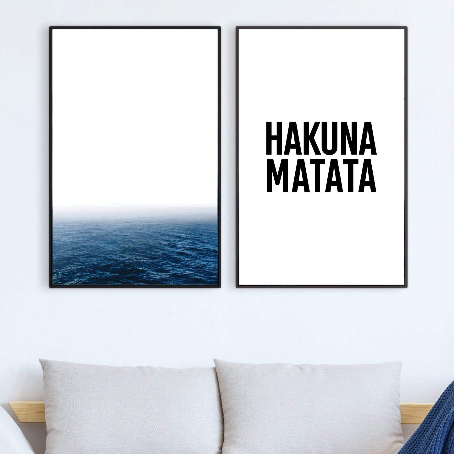 Serene Ocean Waves Canvas Art - Inspirational Hakuna Matata Quote