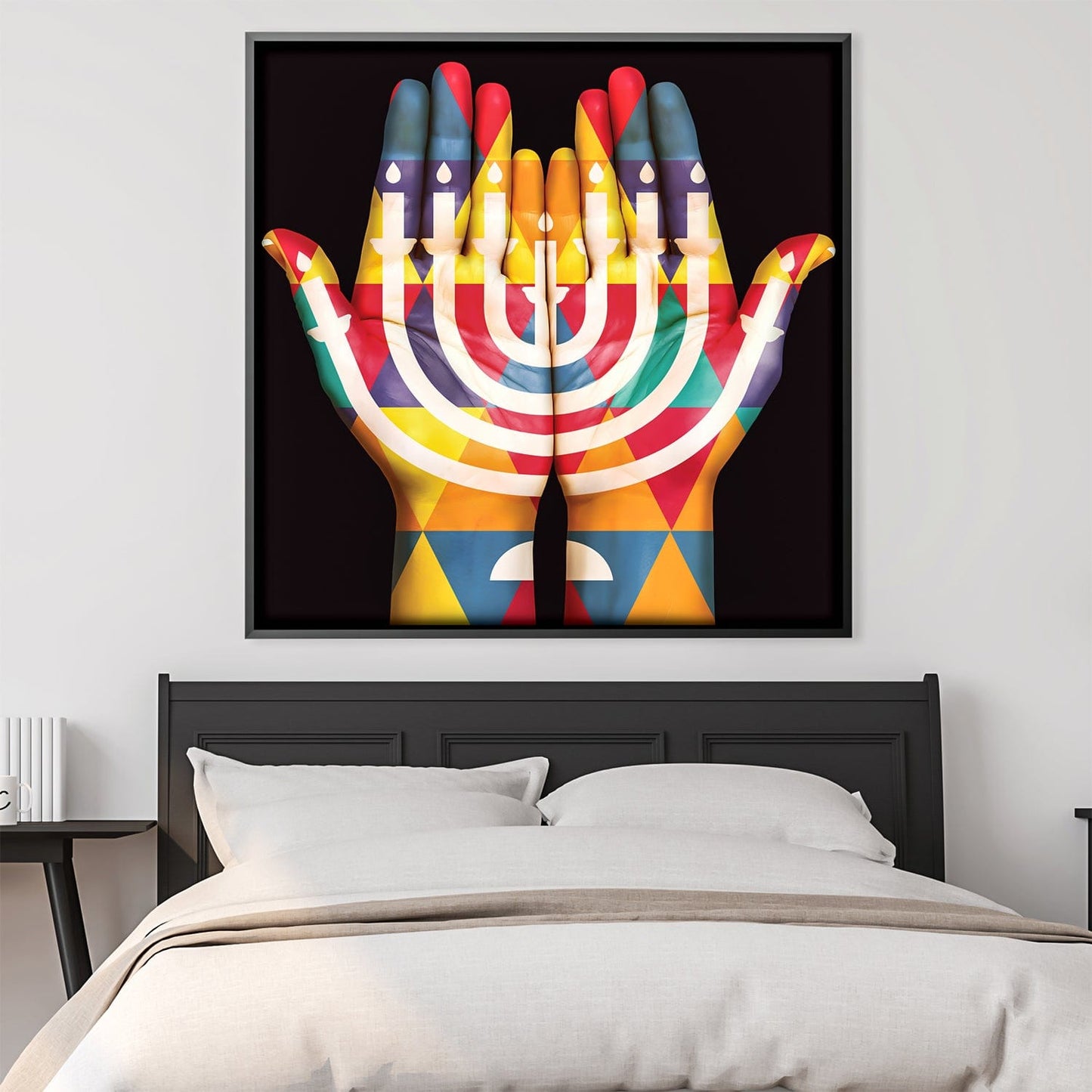 Colorful Hands of the Menorah - Vibrant Abstract Oil Painting Home Decor