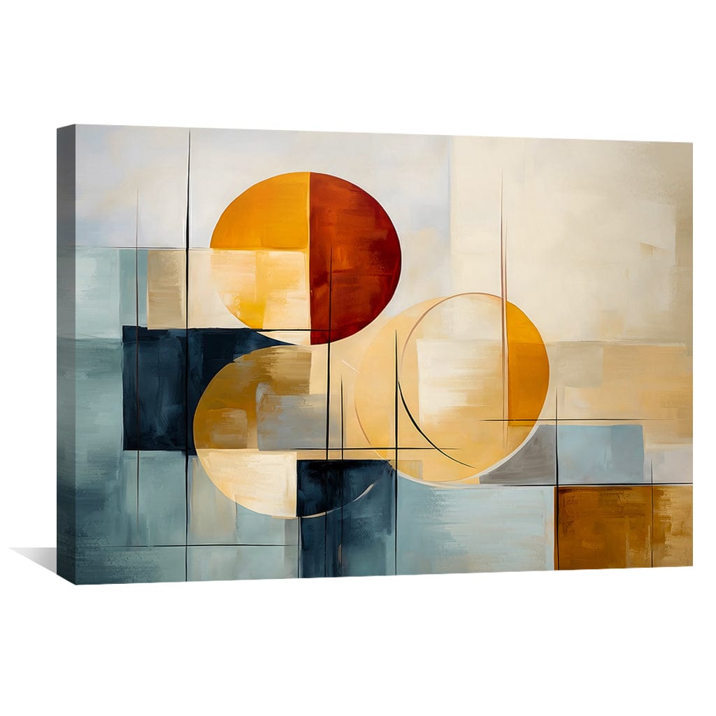Abstract Geometric Oil Painting in Warm Tones for Modern Home Decor