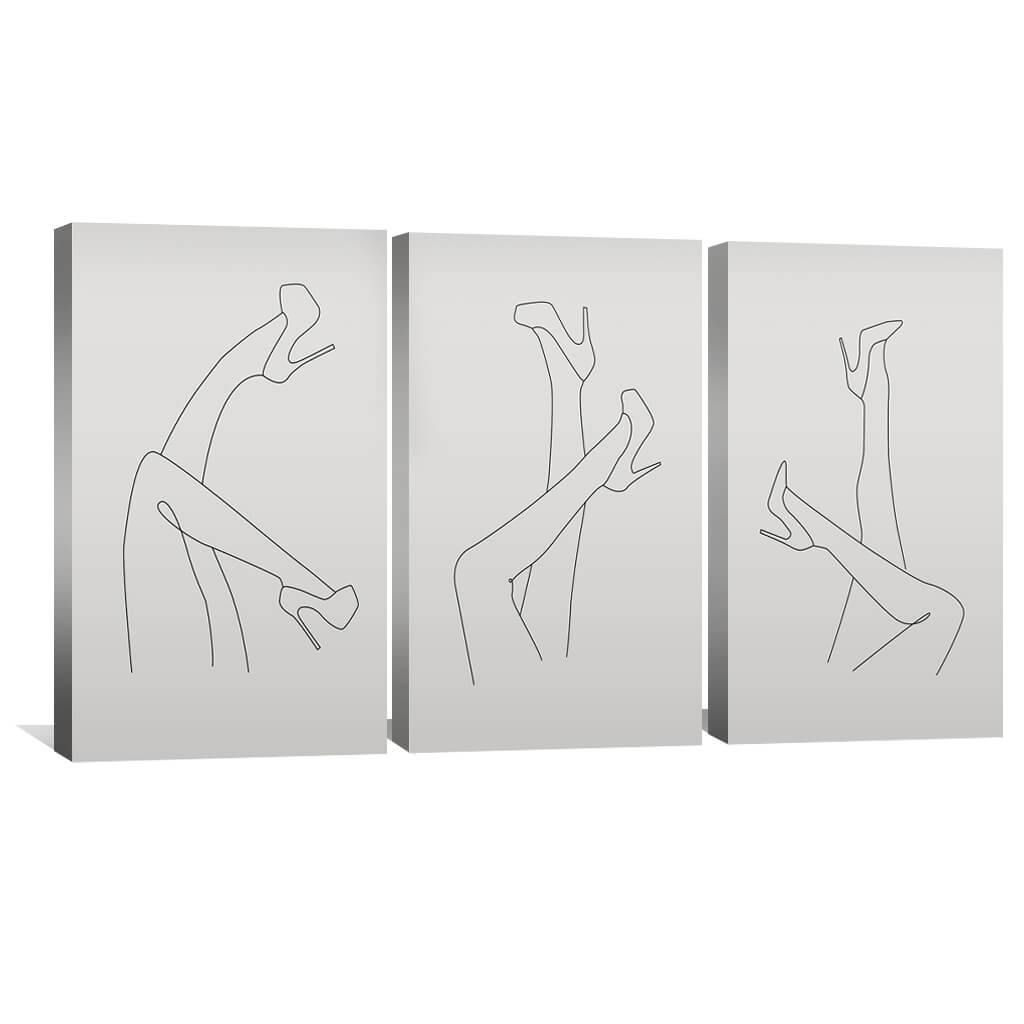 Elegant High Heels Art: Modern Minimalist Line Drawing for Stylish Home Decor