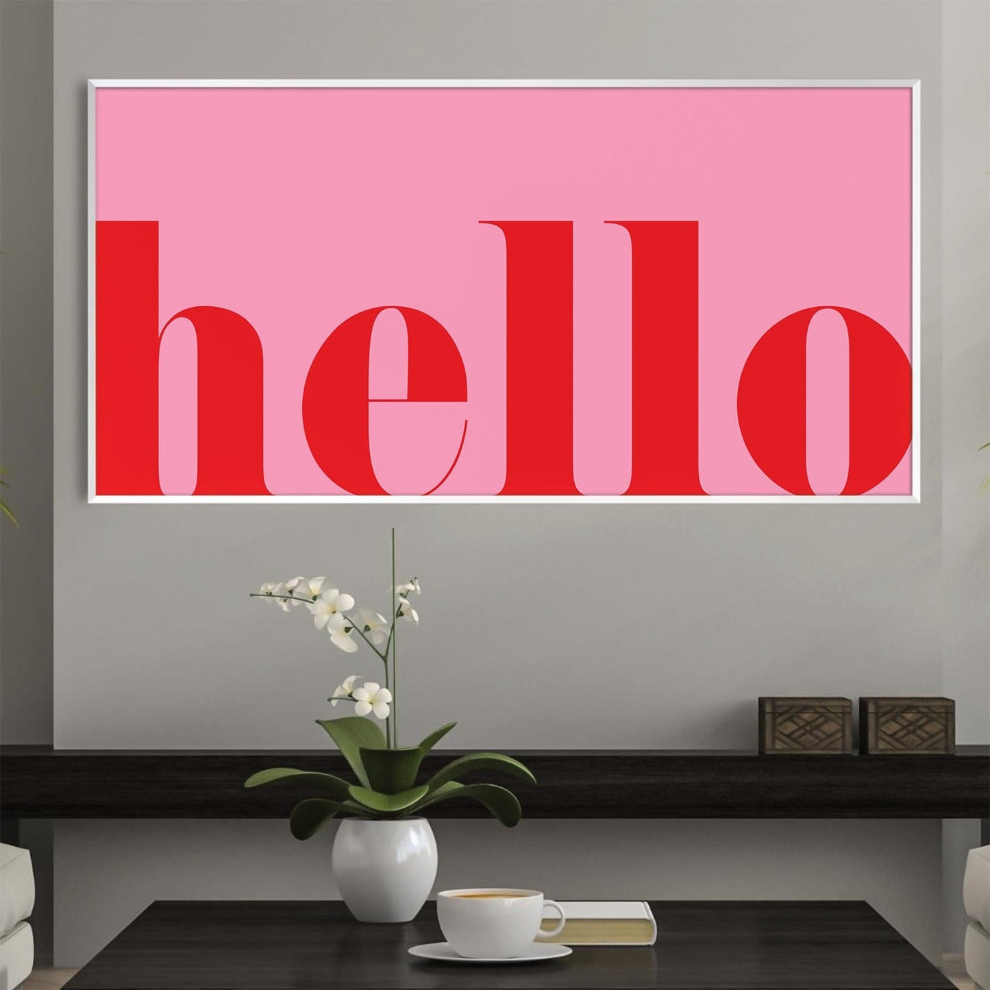 Bold Colorful Greetings: Modern Abstract Oil Painting for Stylish Interiors
