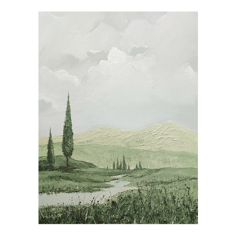 Scenic Meadow European Hill Landscape Oil Painting 135SM
