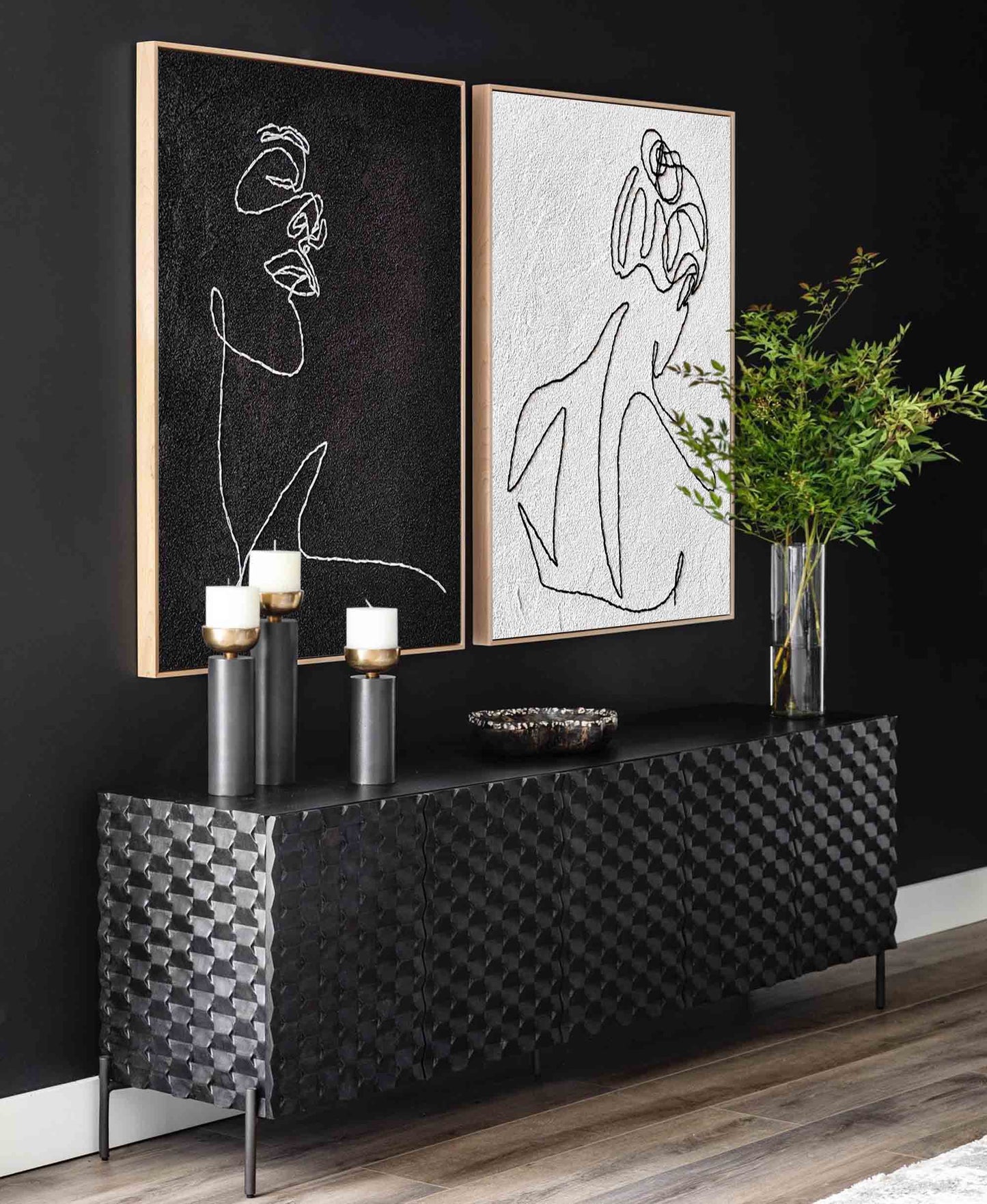 Contemporary Minimalist Line Art of Elegant Figures for Modern Home Decor