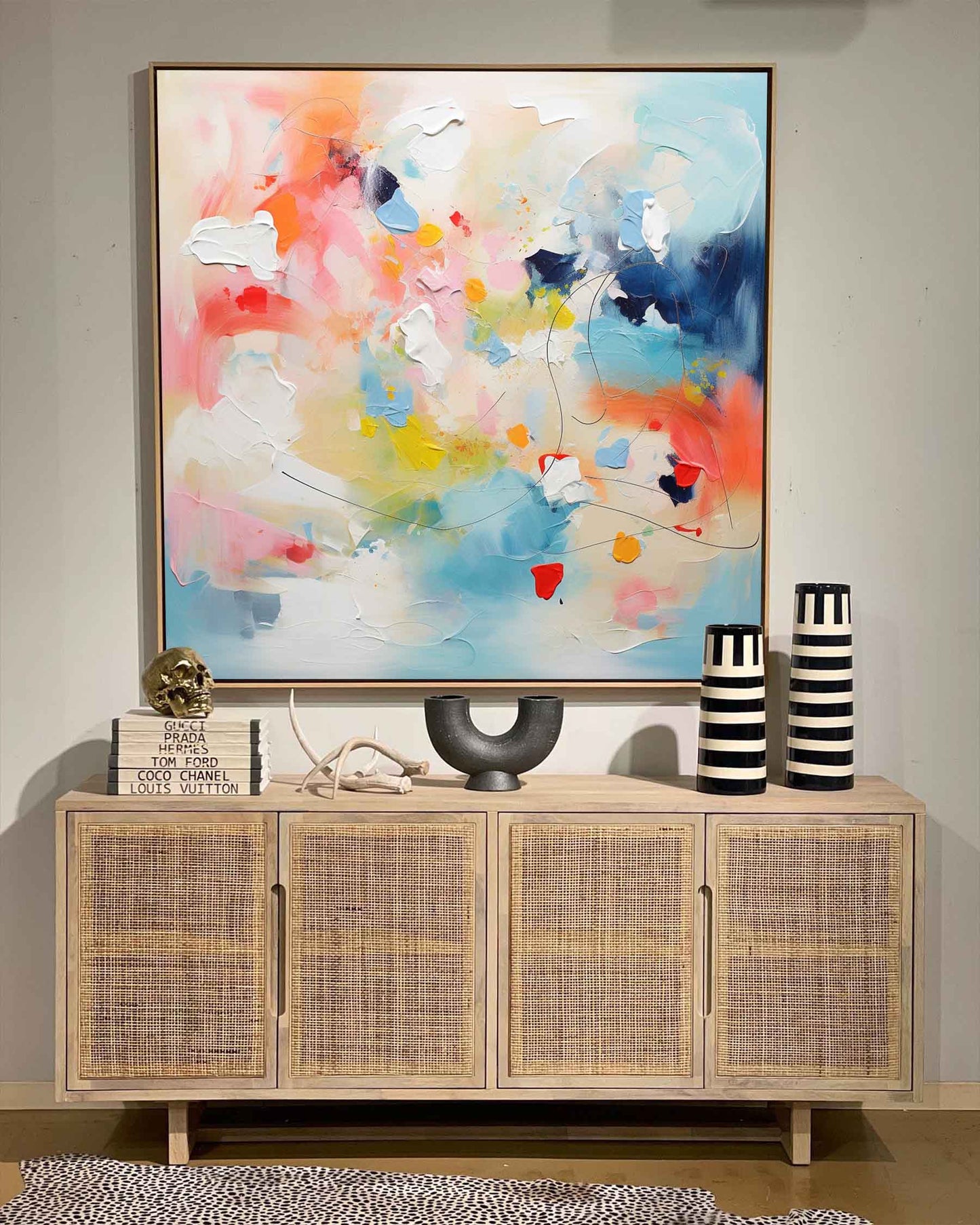 Colorful Abstract Oil Painting for Modern Home Decor and Art Enthusiasts