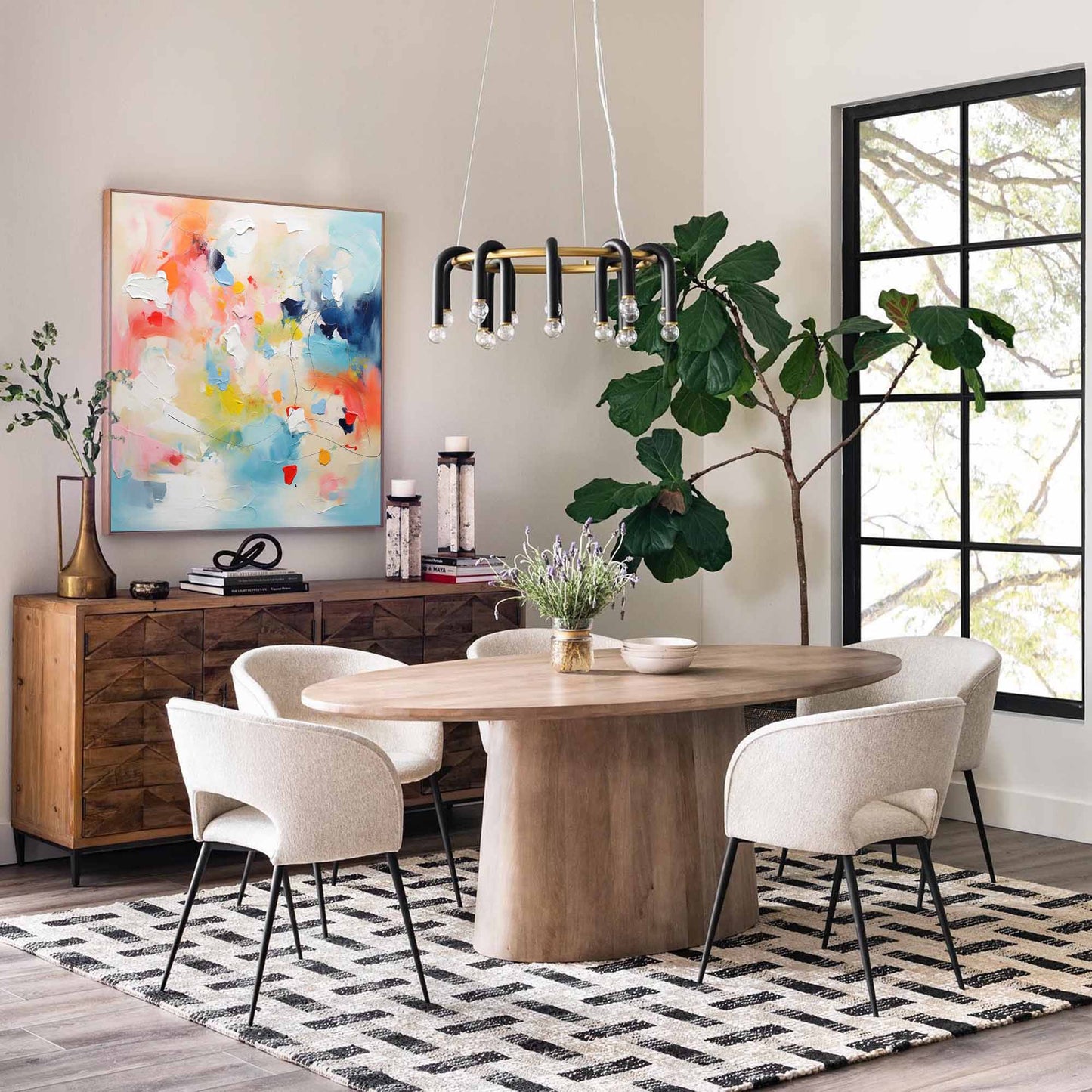 Colorful Abstract Oil Painting for Modern Home Decor and Art Enthusiasts
