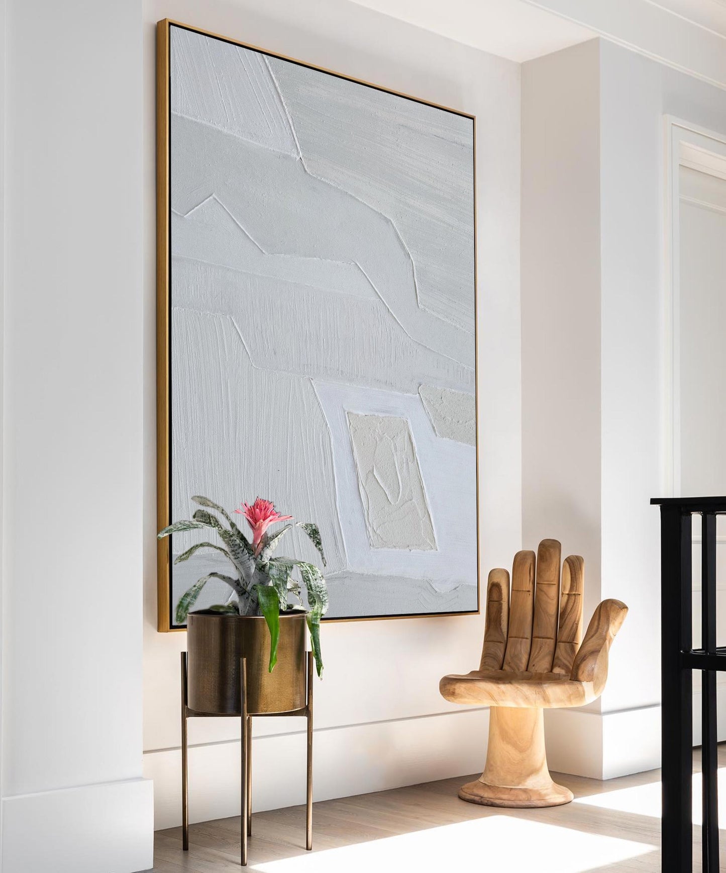 Contemporary Neutral Abstract Oil Painting for Elegant Home Decor
