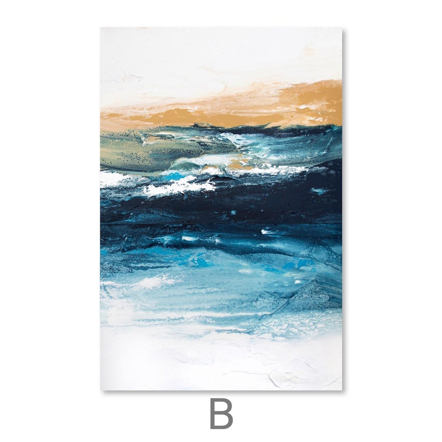Serene Coastal Horizon Abstract Oil Painting for Modern Home Decor