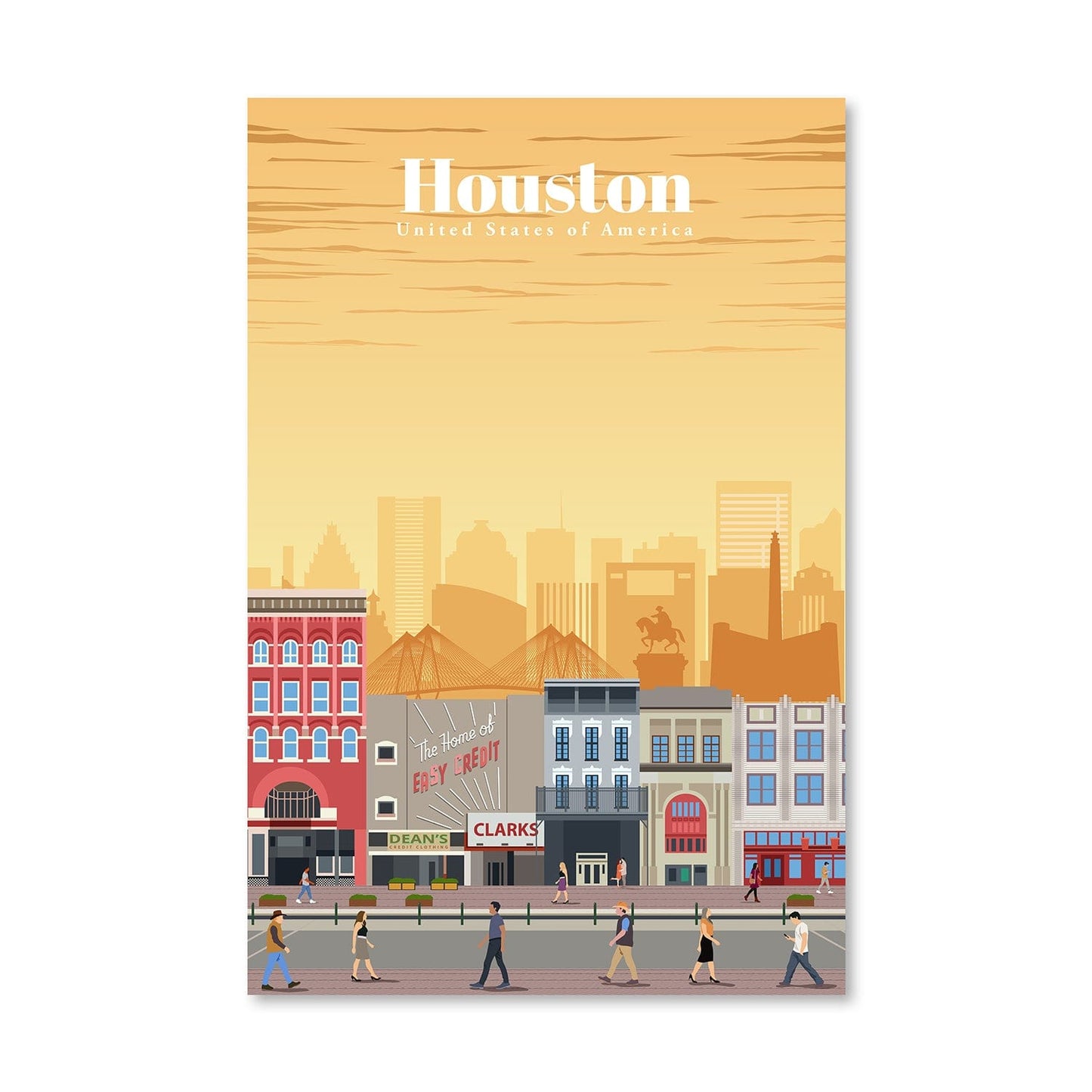 Vibrant Houston Cityscape Oil Painting for Home Decor