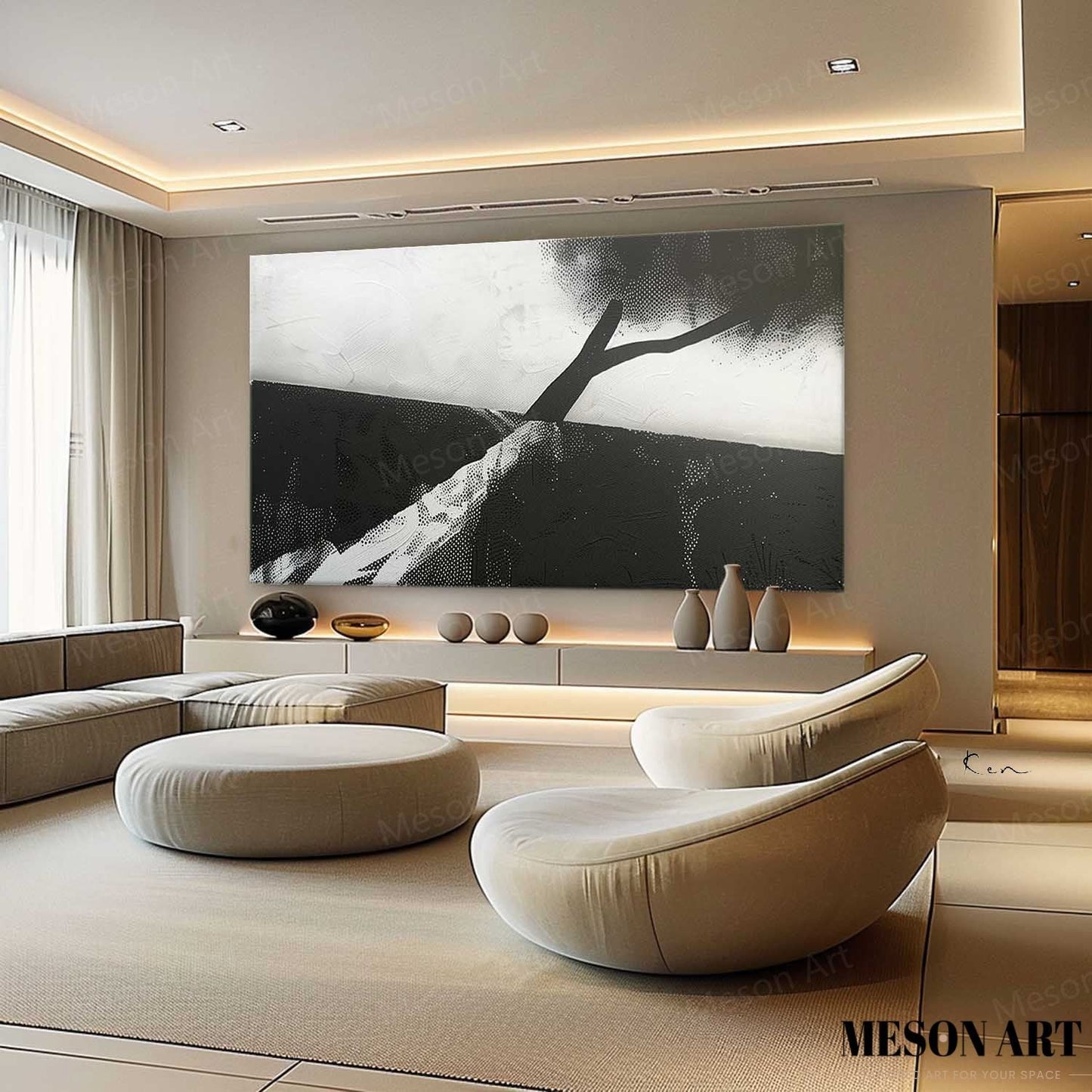Modern Minimalist Oil Painting for Elegant Home Decor