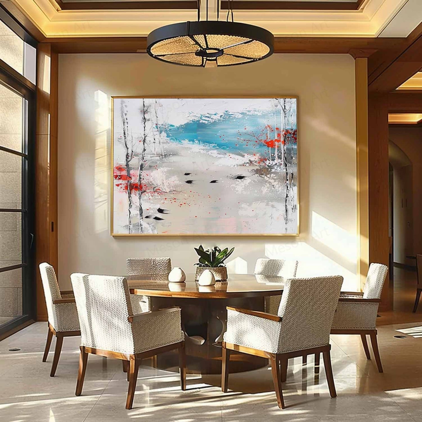 Abstract Landscape Oil Painting with Vibrant Colors and Textured Finish