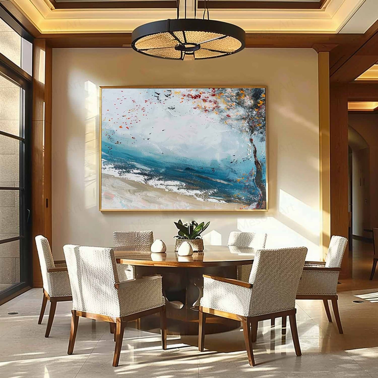 Vibrant Coastal Landscape Oil Painting for Home Decor and Art Collectors