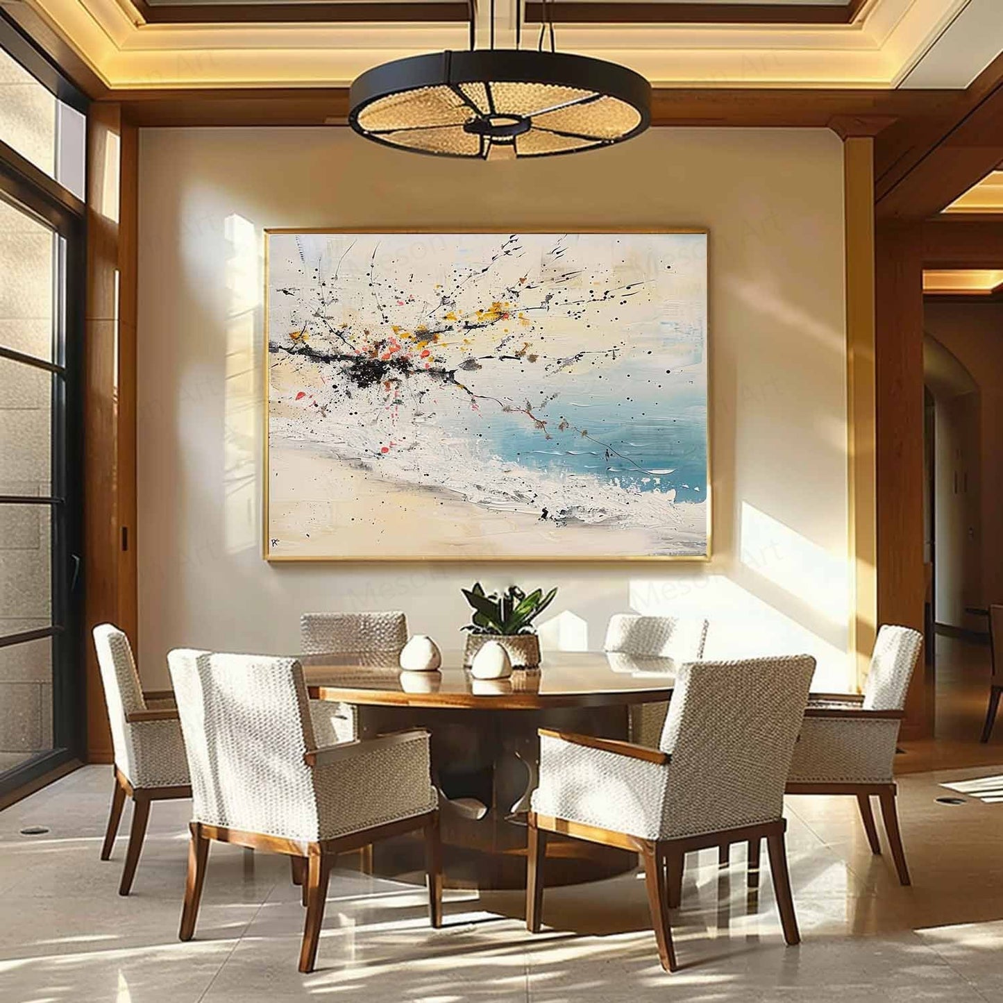 Abstract Coastal Landscape Oil Painting for Modern Home Decor