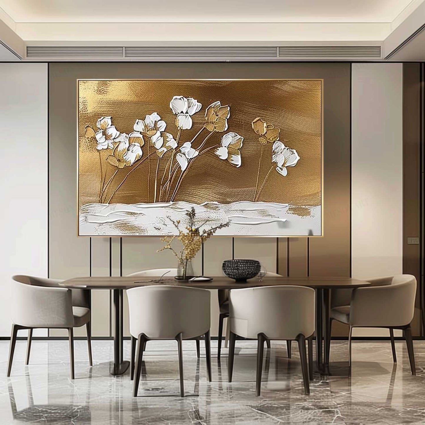Elegant Floral Texture Oil Painting for Contemporary Home Decor
