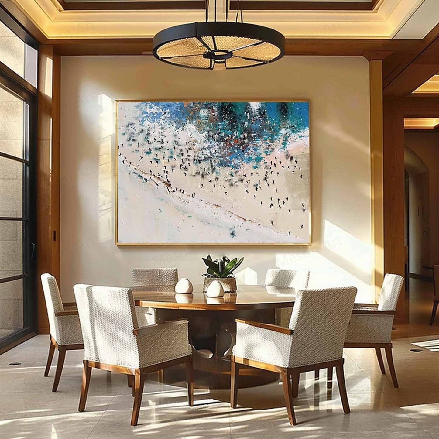 Abstract Coastal Landscape Oil Painting for Modern Home Decor