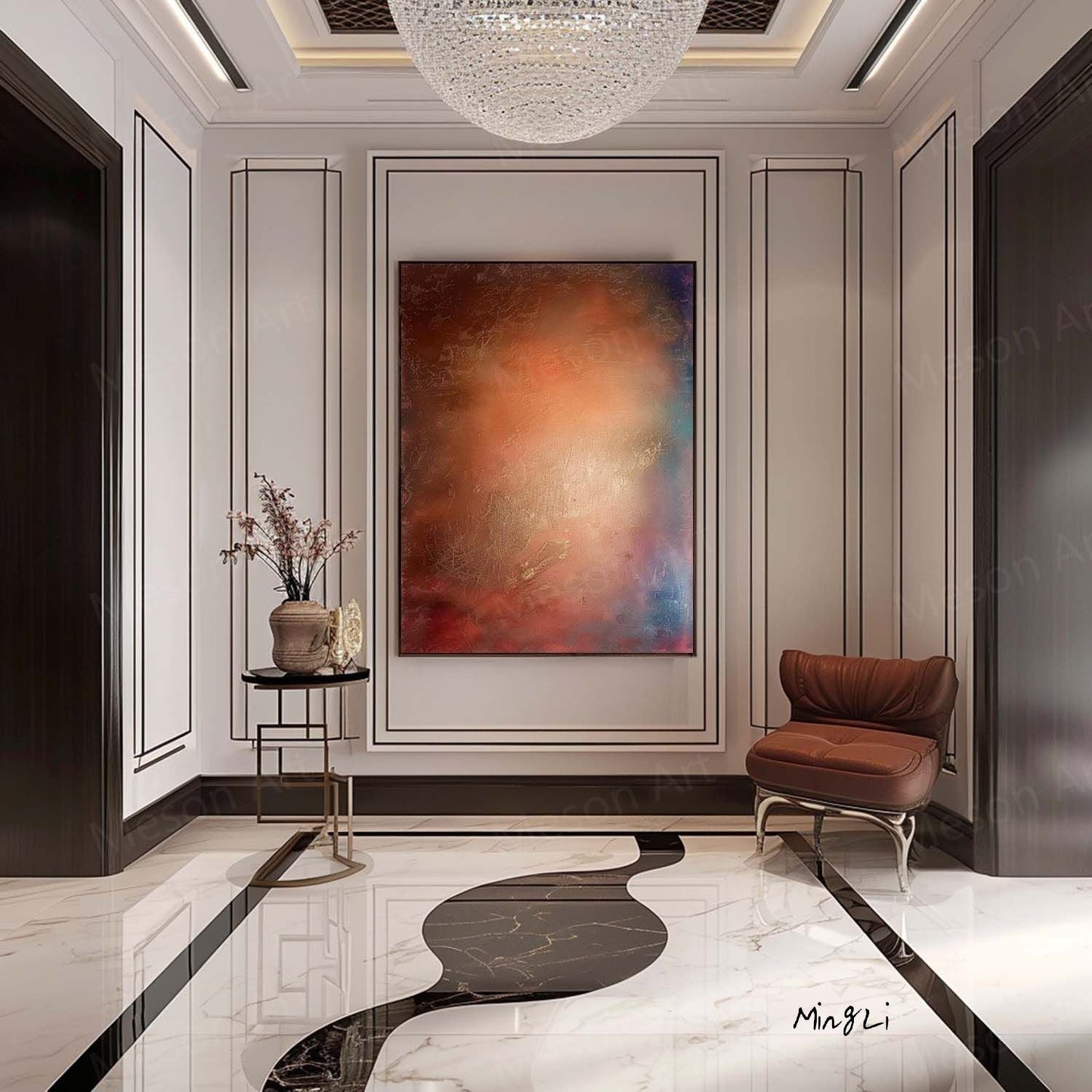 Abstract Wabi-Sabi Oil Painting for Tranquil Home Decor