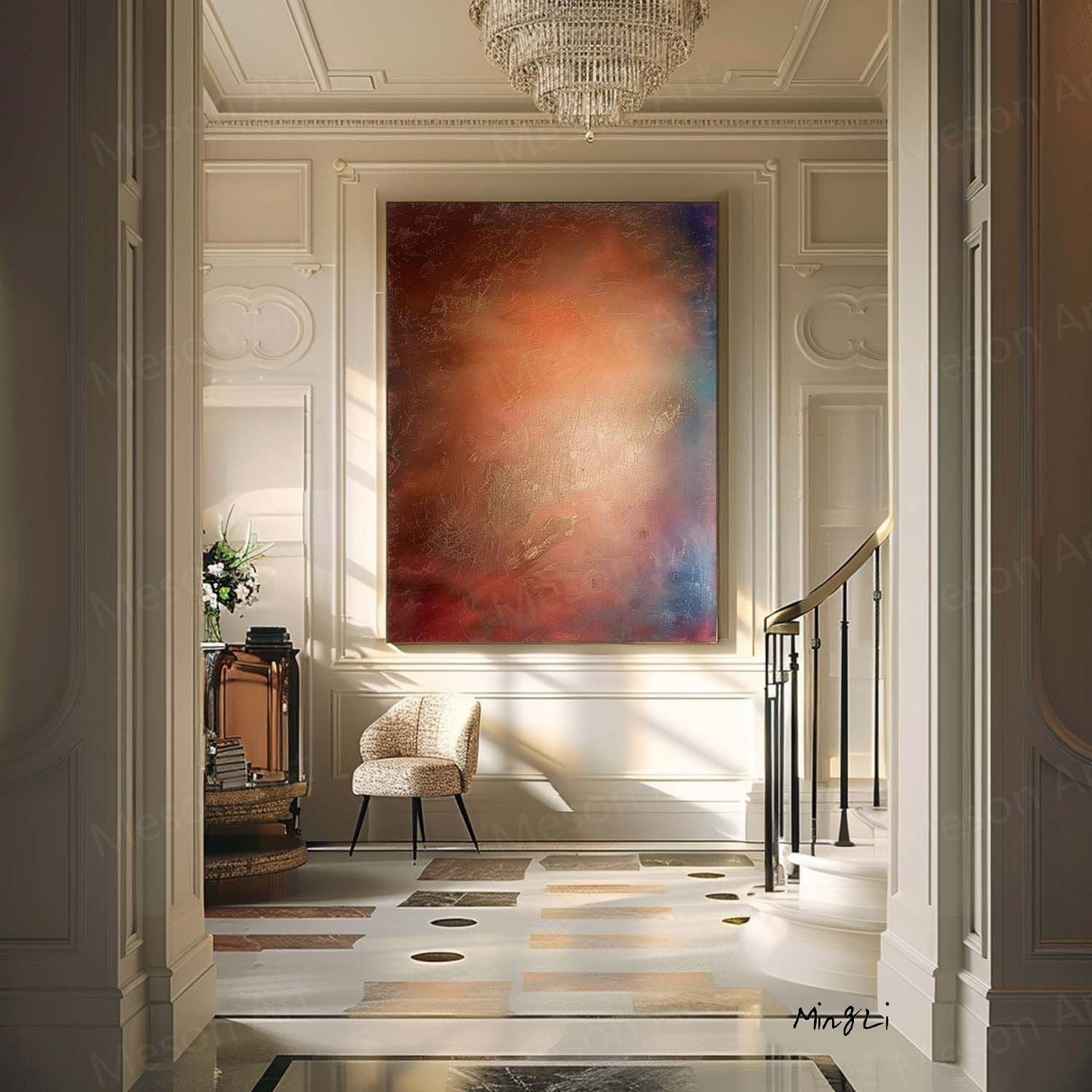 Abstract Wabi-Sabi Oil Painting for Tranquil Home Decor