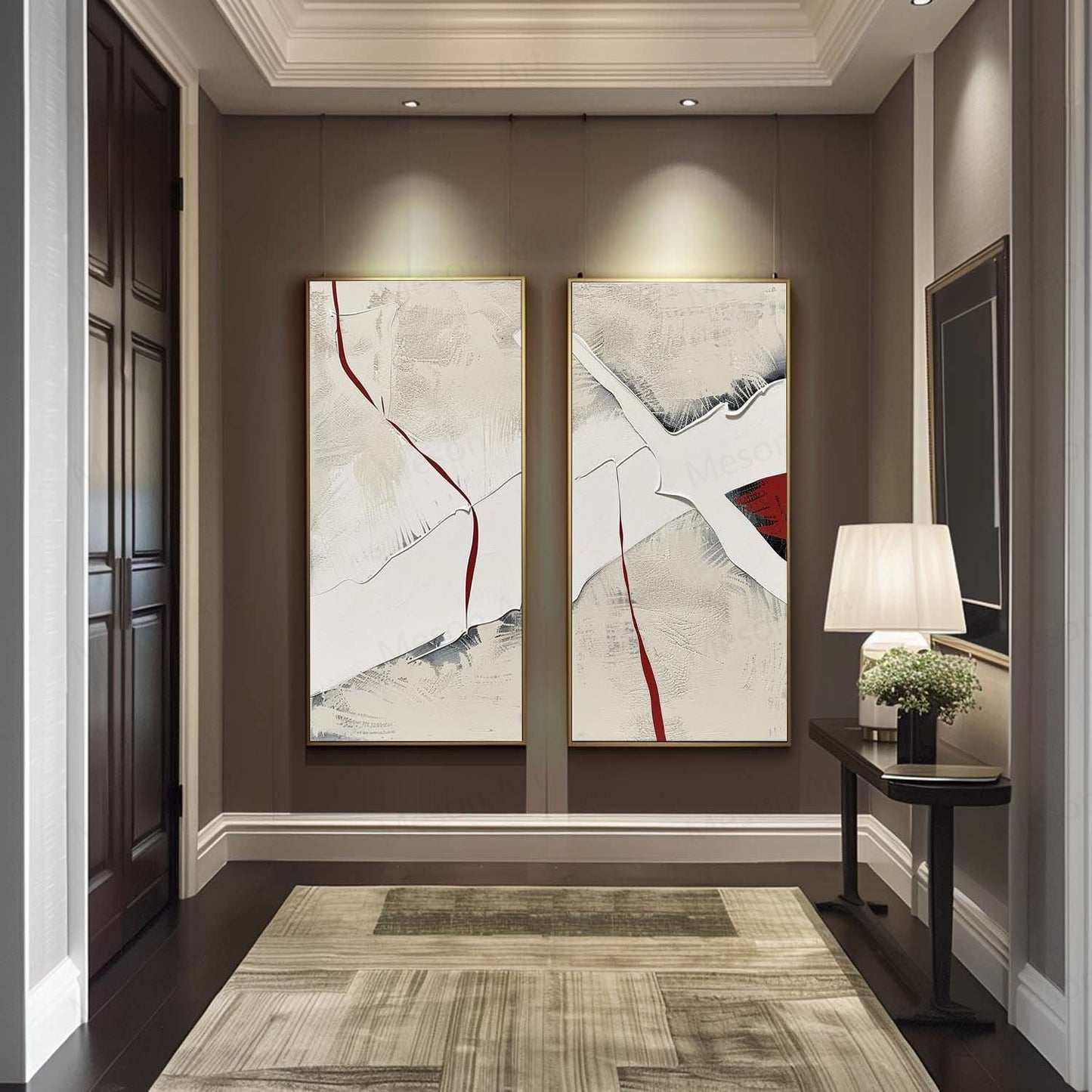 Abstract Modern Diptych Wall Art - Textured Oil Paintings in Neutral Tones