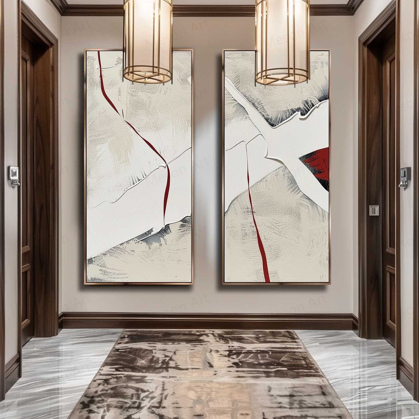 Abstract Modern Diptych Wall Art - Textured Oil Paintings in Neutral Tones