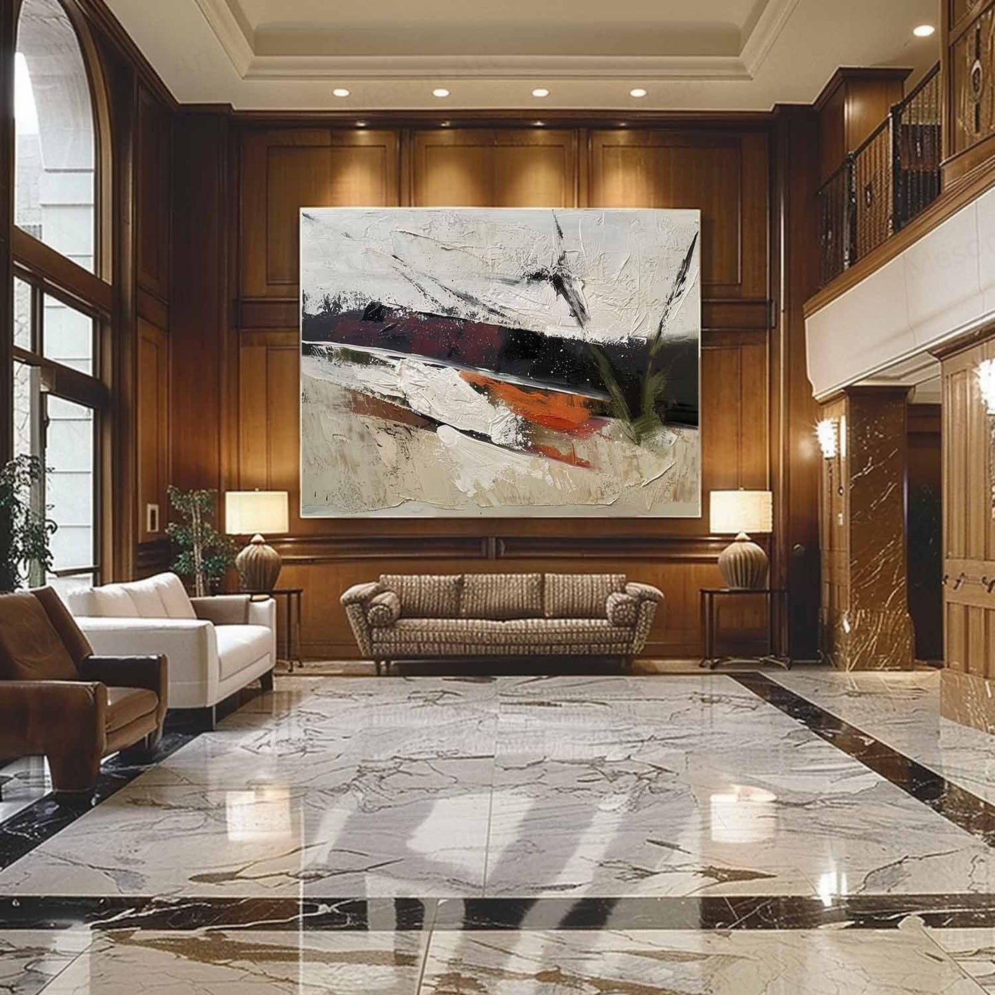 Abstract Wabi-Sabi Landscape Oil Painting for Modern Home Decor