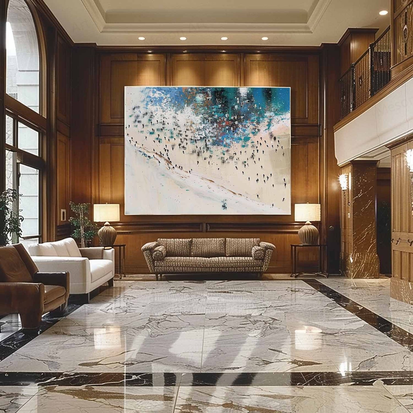 Abstract Coastal Landscape Oil Painting for Modern Home Decor