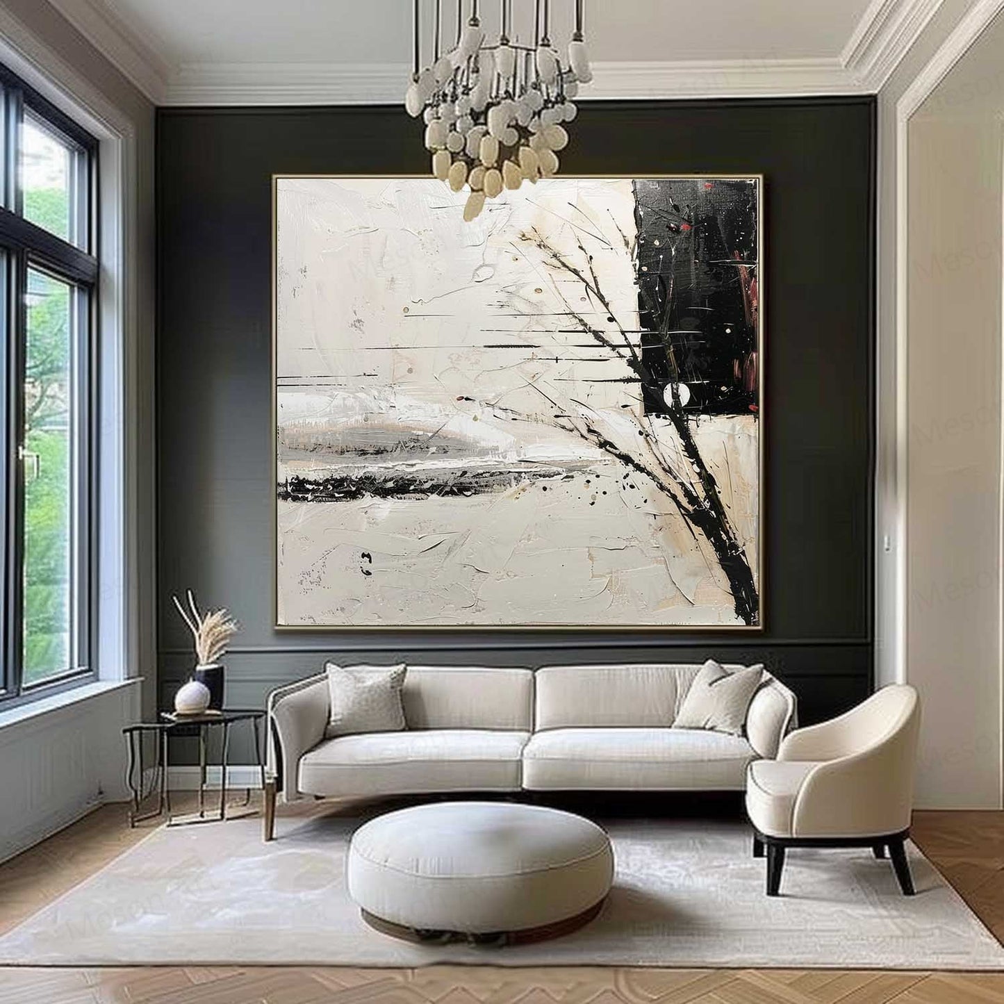 Abstract Wabi-Sabi Landscape Oil Painting for Modern Home Decor