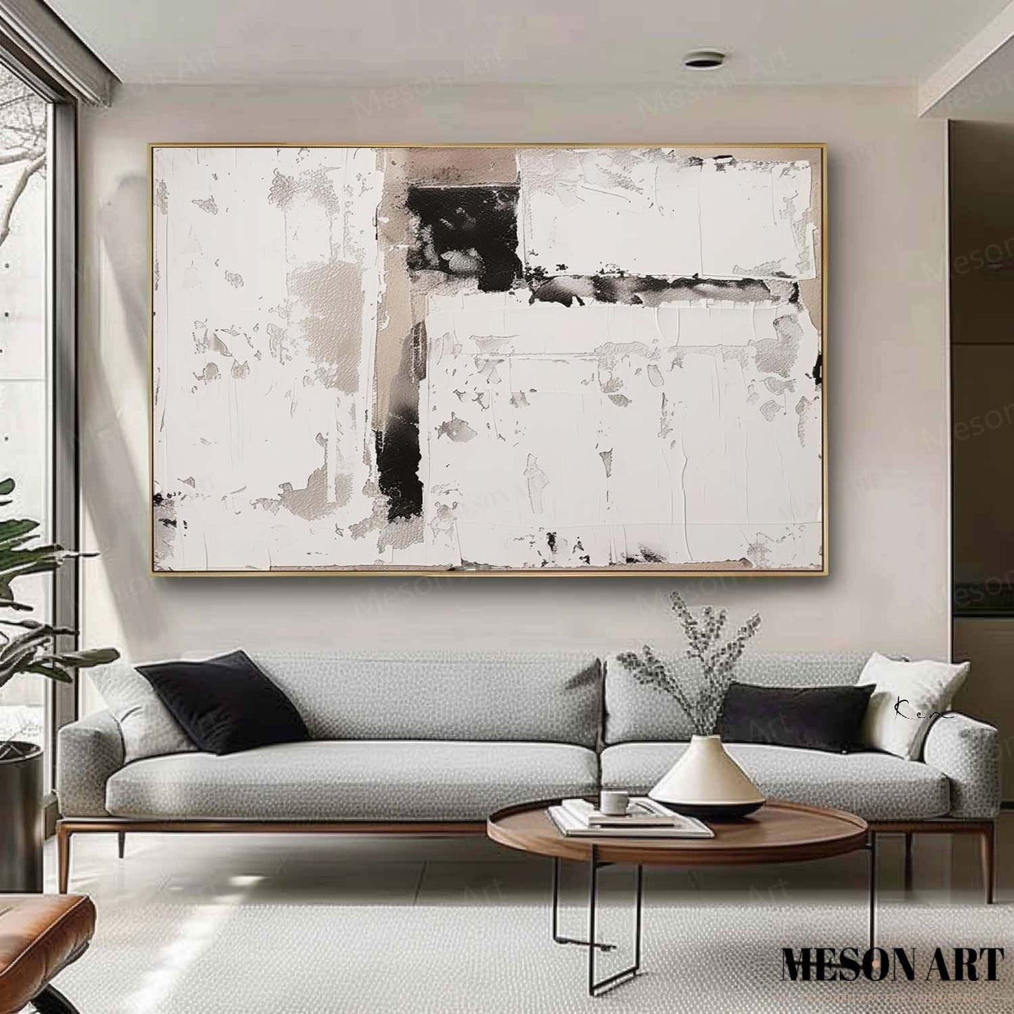 Abstract Wabi-Sabi Oil Painting for Modern Home Decor and Elegant Wall Art