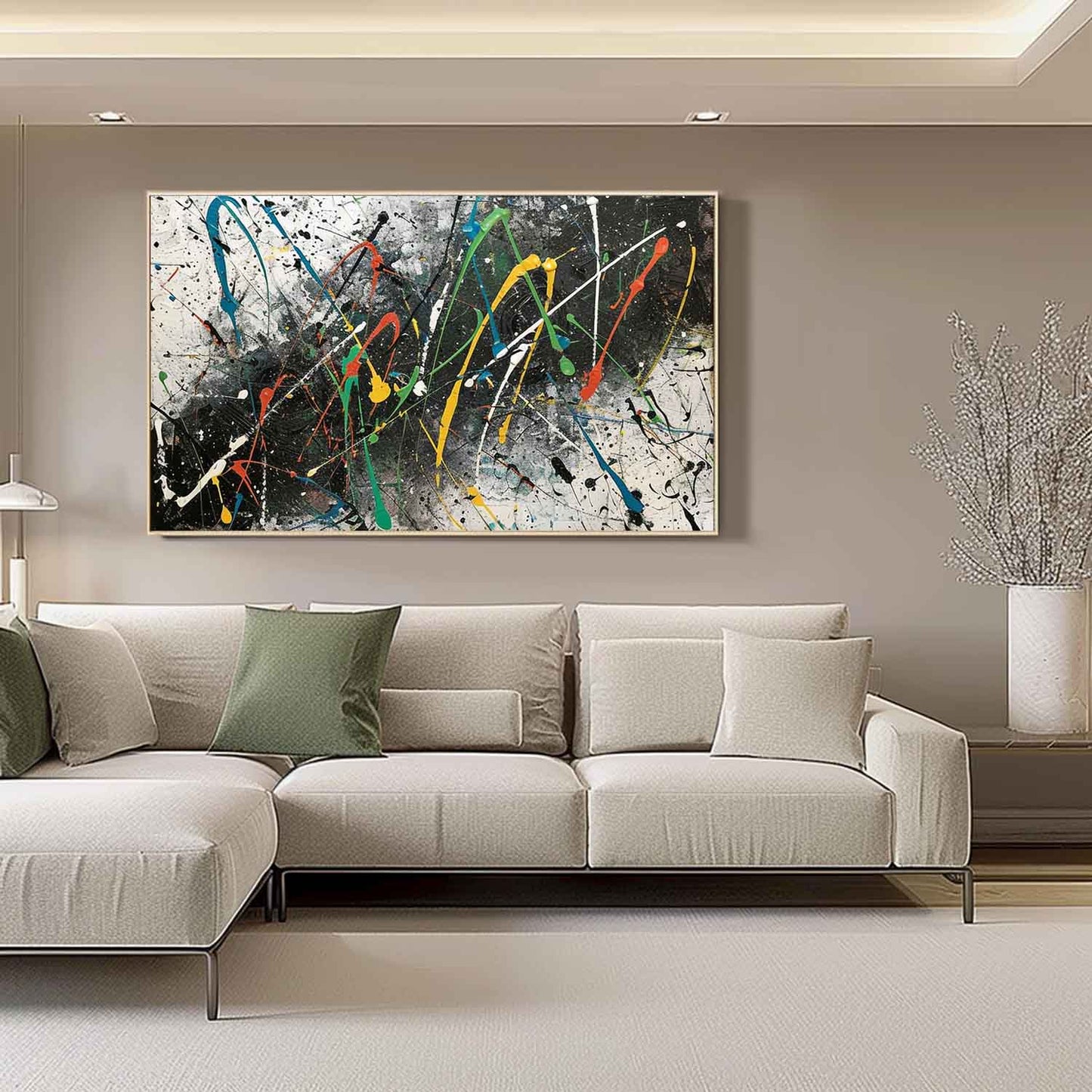 Colorful Abstract Expressionist Oil Painting for Modern Home Decor