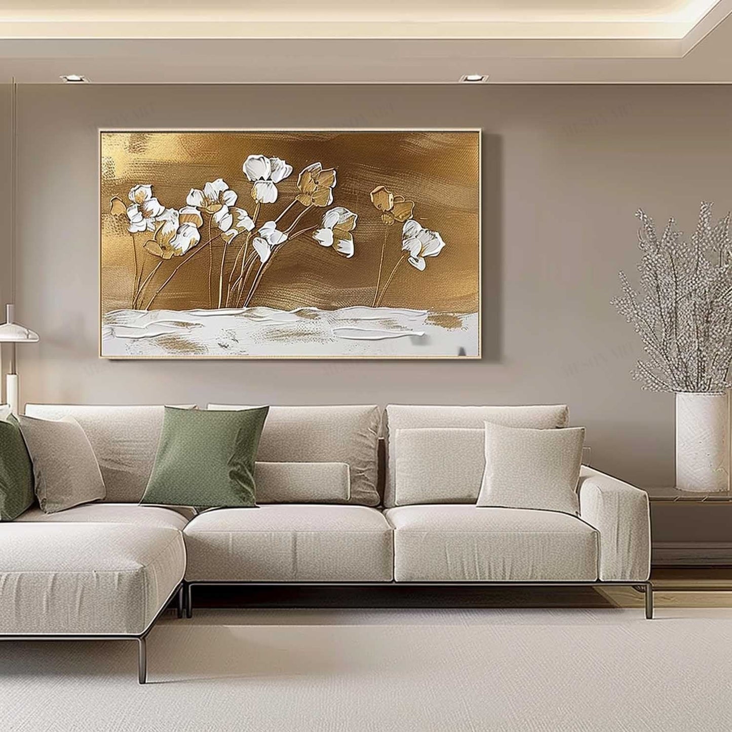 Elegant Floral Texture Oil Painting for Contemporary Home Decor