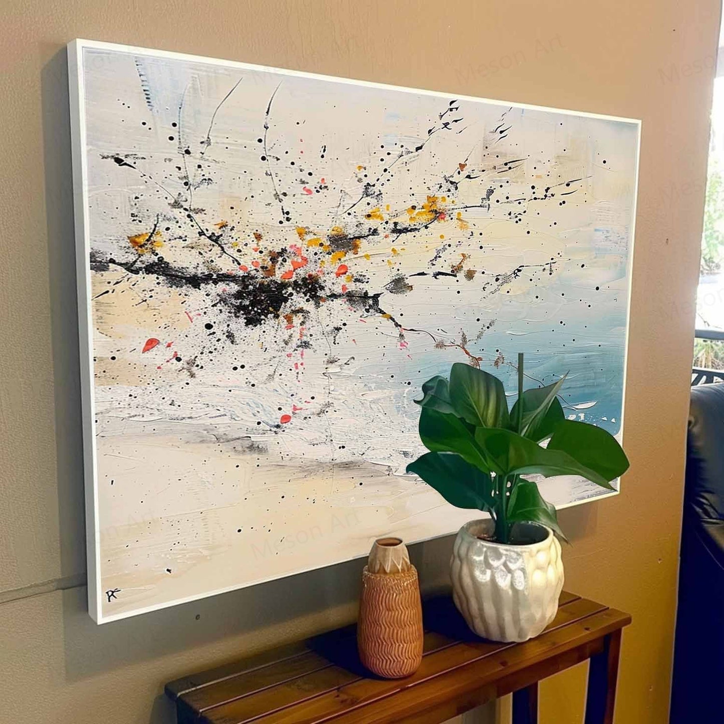 Abstract Coastal Landscape Oil Painting for Modern Home Decor