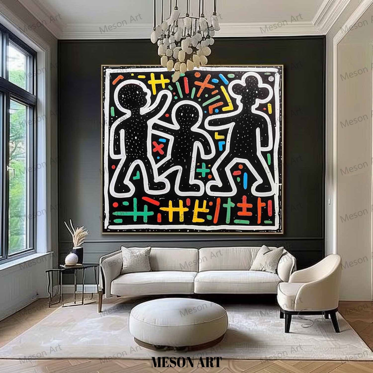 Colorful Abstract Figures in Modern Graffiti Style Oil Painting