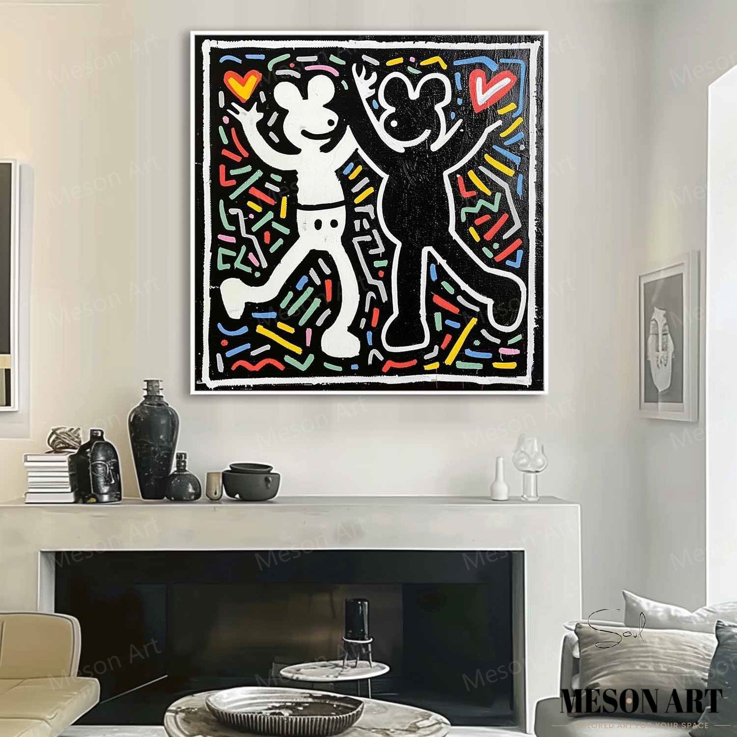 Colorful Abstract Love Dance Oil Painting for Modern Home Decor