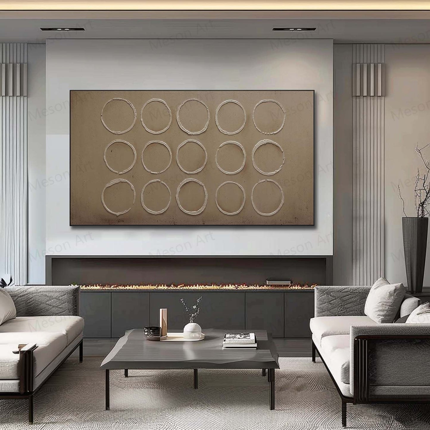 Abstract Circle Wall Art | Minimalist Wabi-Sabi Oil Painting for Modern Home Decor