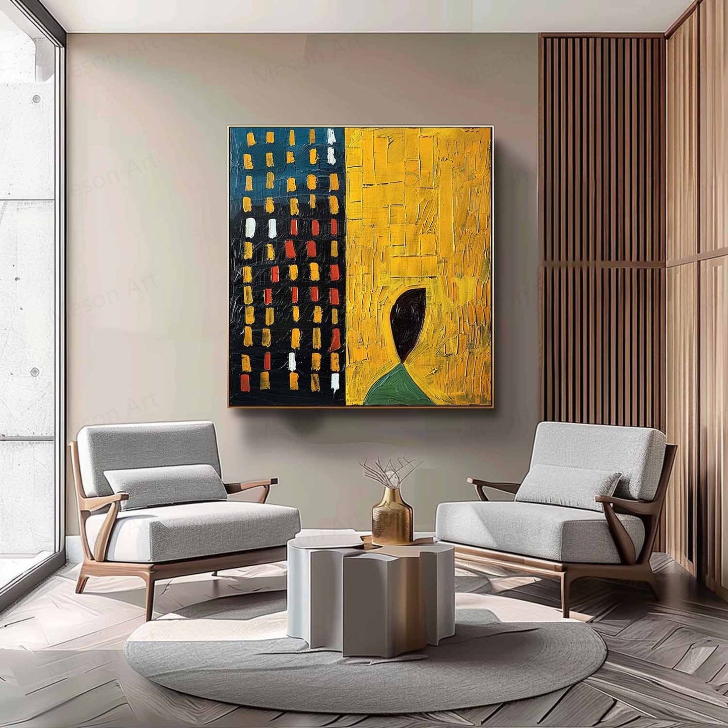Abstract Wabi-Sabi Oil Painting for Modern Home Decor and Unique Wall Art