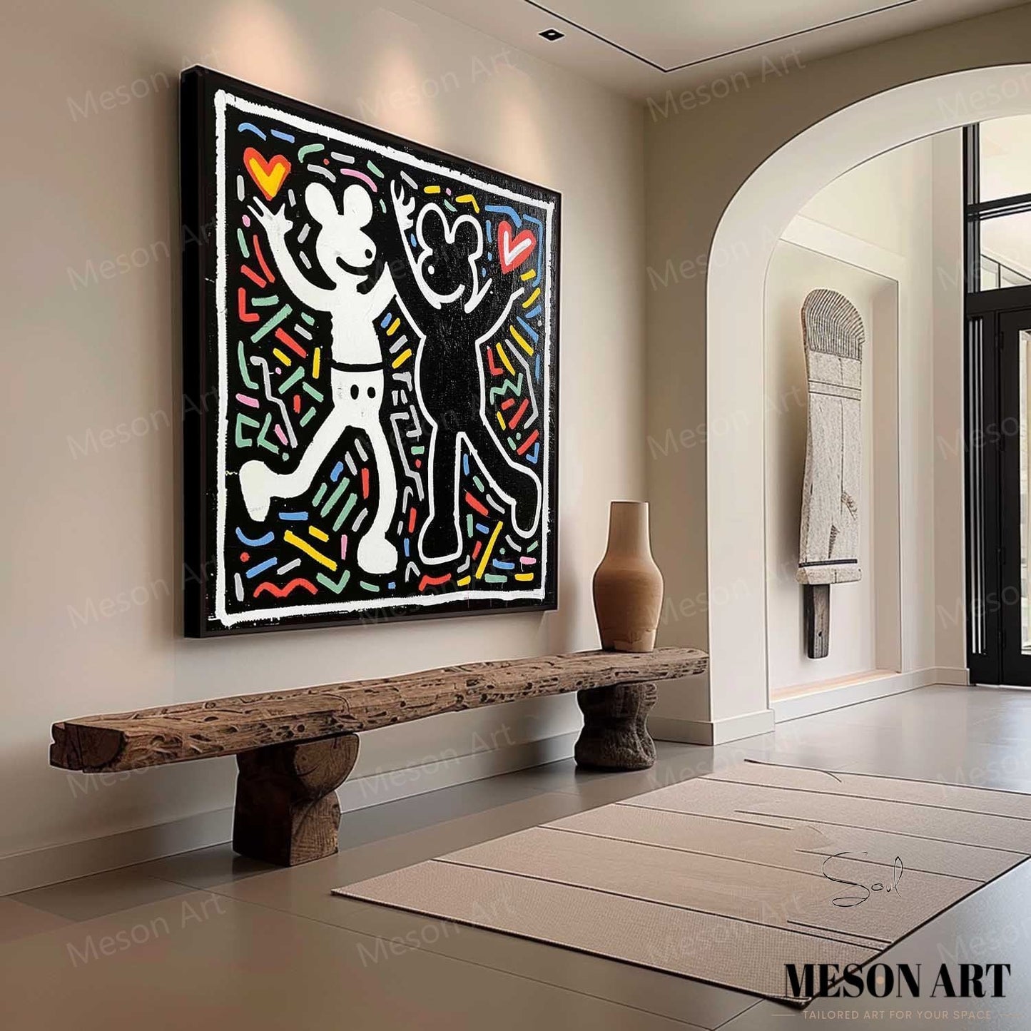 Colorful Abstract Love Dance Oil Painting for Modern Home Decor