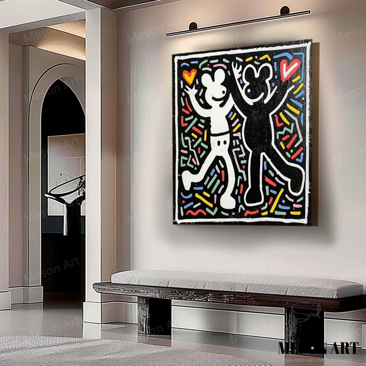 Colorful Abstract Love Dance Oil Painting for Modern Home Decor