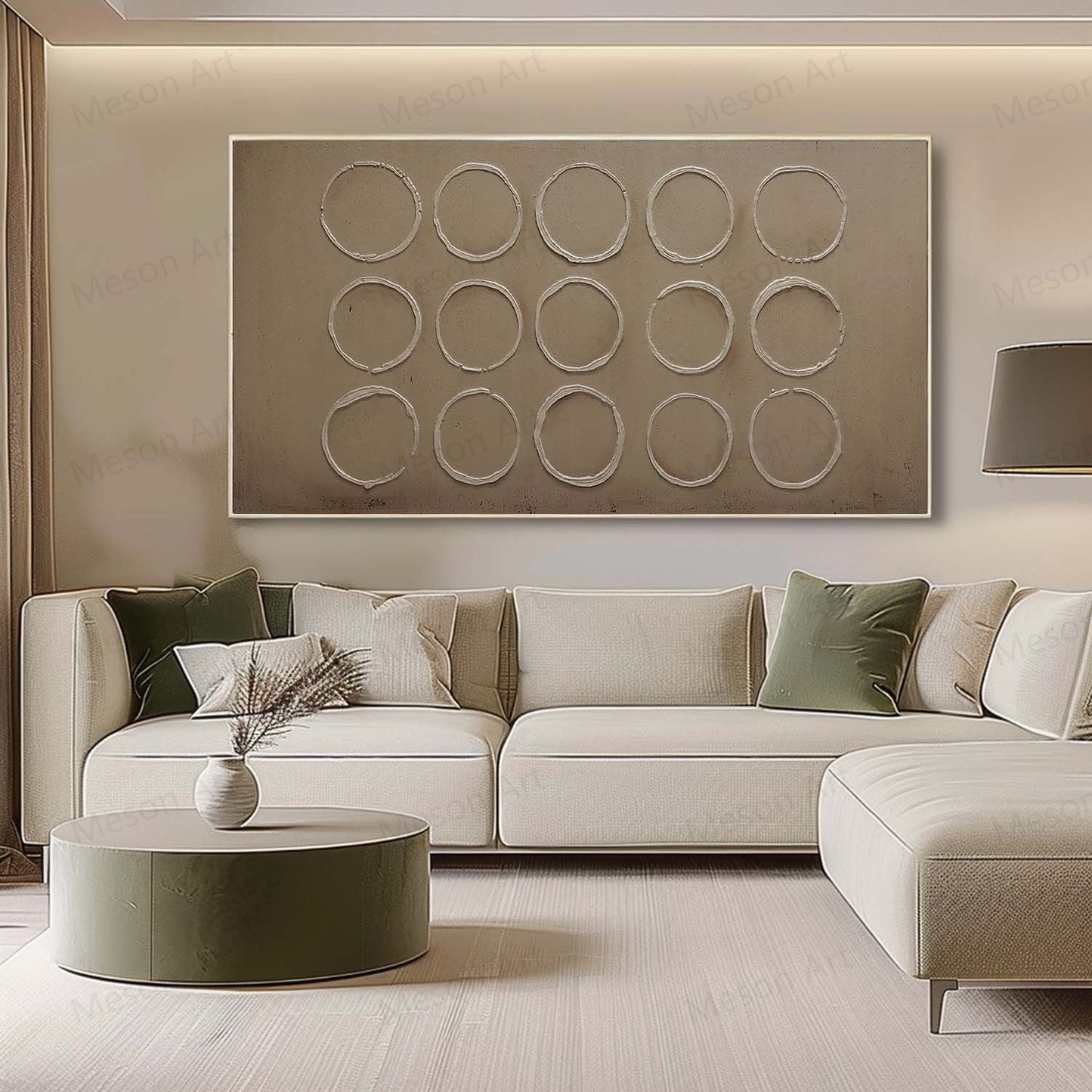 Abstract Circle Wall Art | Minimalist Wabi-Sabi Oil Painting for Modern Home Decor
