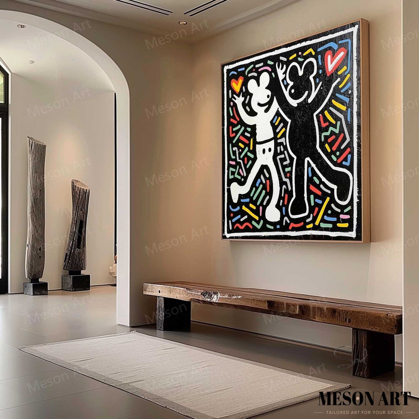 Colorful Abstract Love Dance Oil Painting for Modern Home Decor