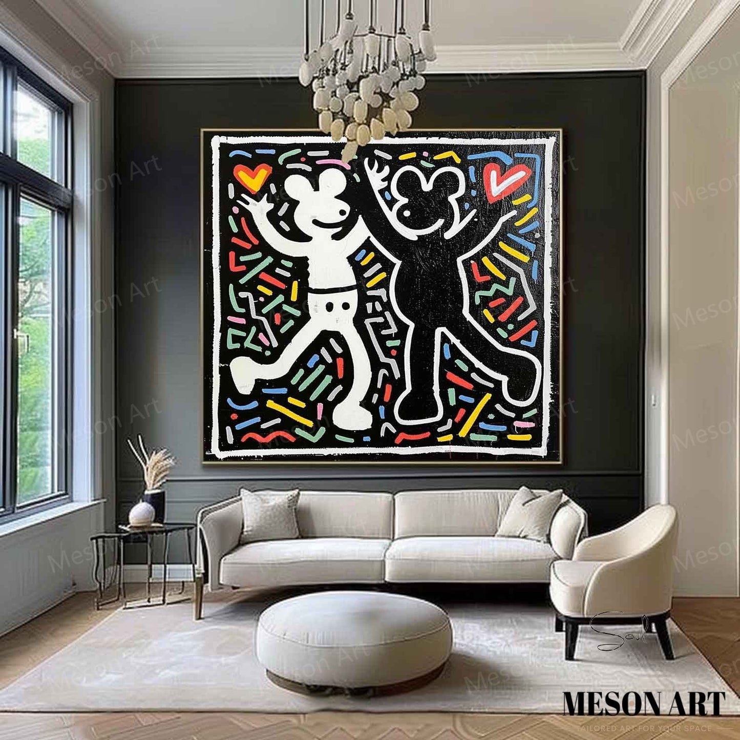 Colorful Abstract Love Dance Oil Painting for Modern Home Decor