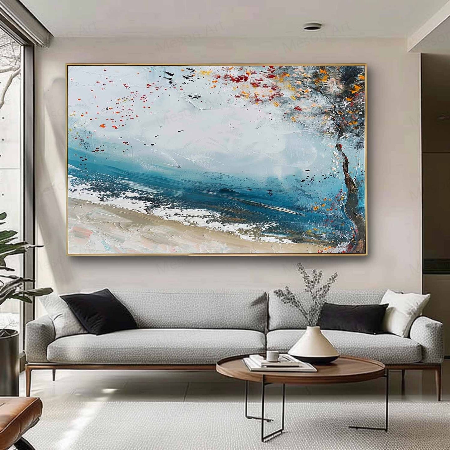 Vibrant Coastal Landscape Oil Painting for Home Decor and Art Collectors
