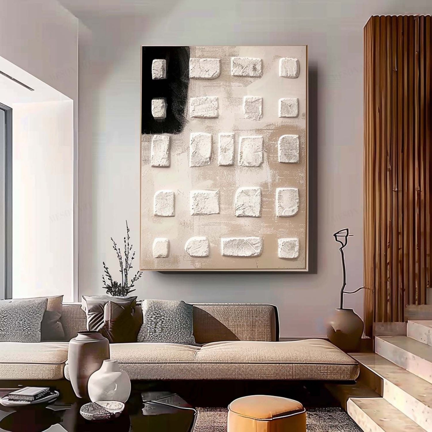 Minimalist Wabi-Sabi Textured Wall Art for Modern Home Decor