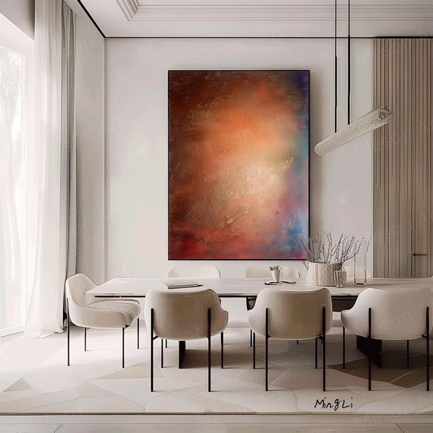 Abstract Wabi-Sabi Oil Painting for Tranquil Home Decor