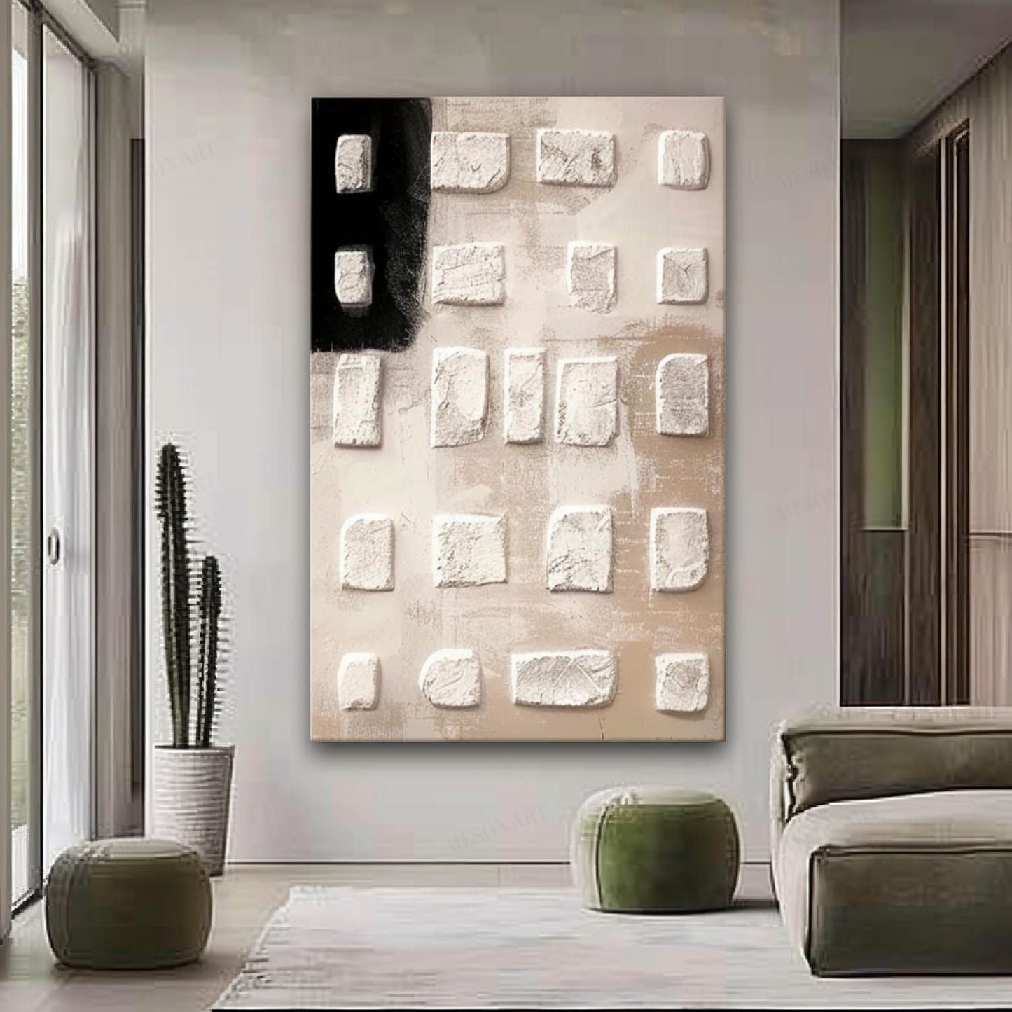 Minimalist Wabi-Sabi Textured Wall Art for Modern Home Decor