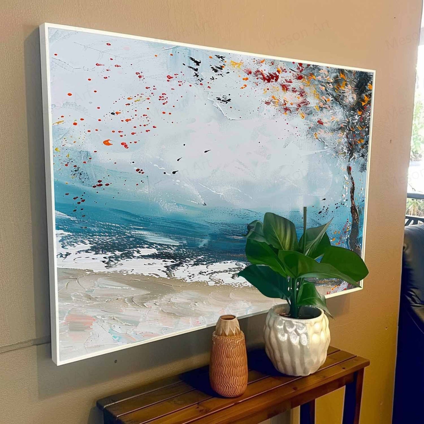 Vibrant Coastal Landscape Oil Painting for Home Decor and Art Collectors